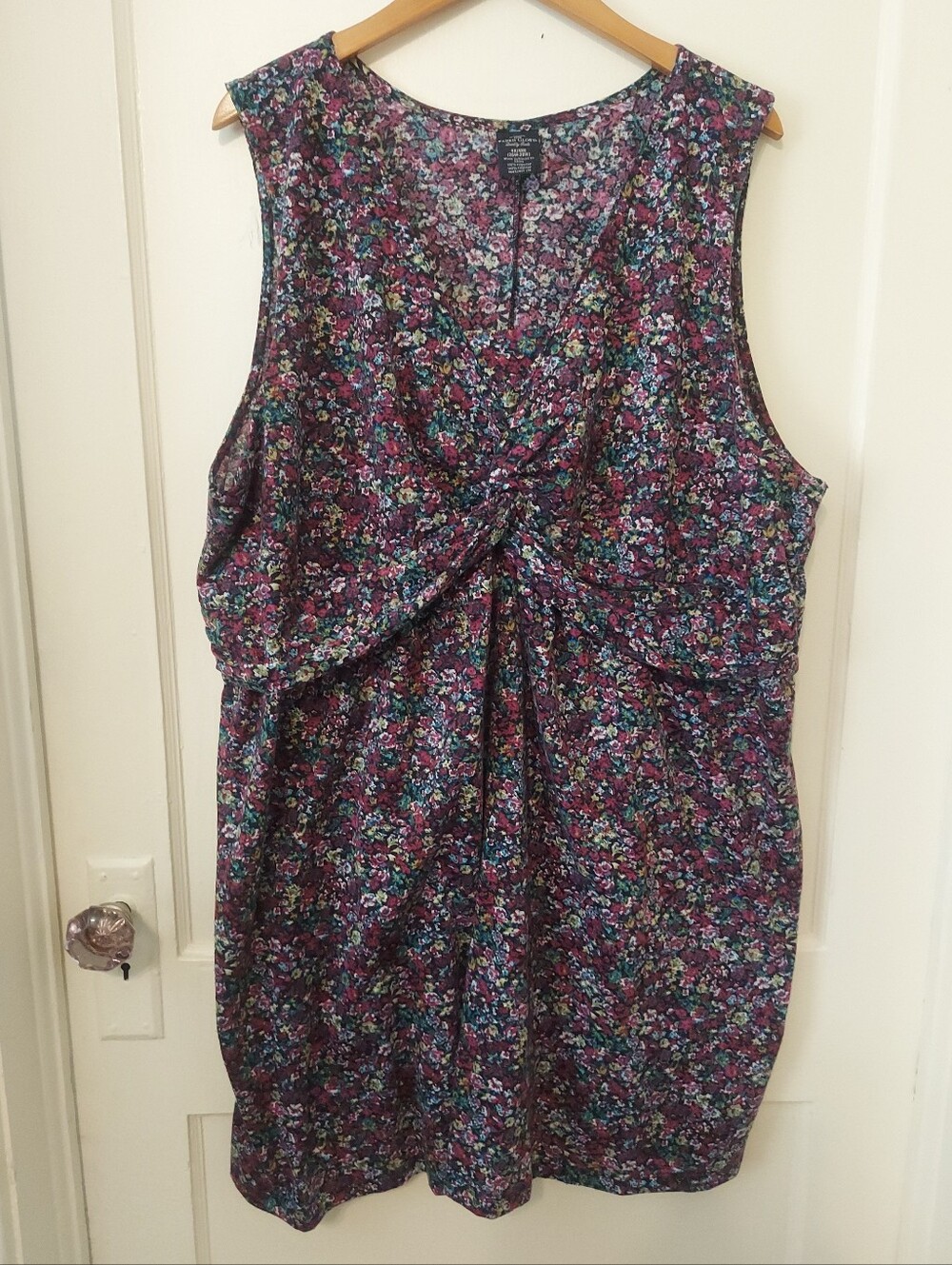 VTG Y2K Faded Glory Mini Dress Womens Plus 4X Ditzy Floral Drape Knit Comfy